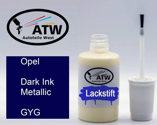 Opel, Dark Ink Metallic, GYG: 20ml Lackstift, von ATW Autoteile West.